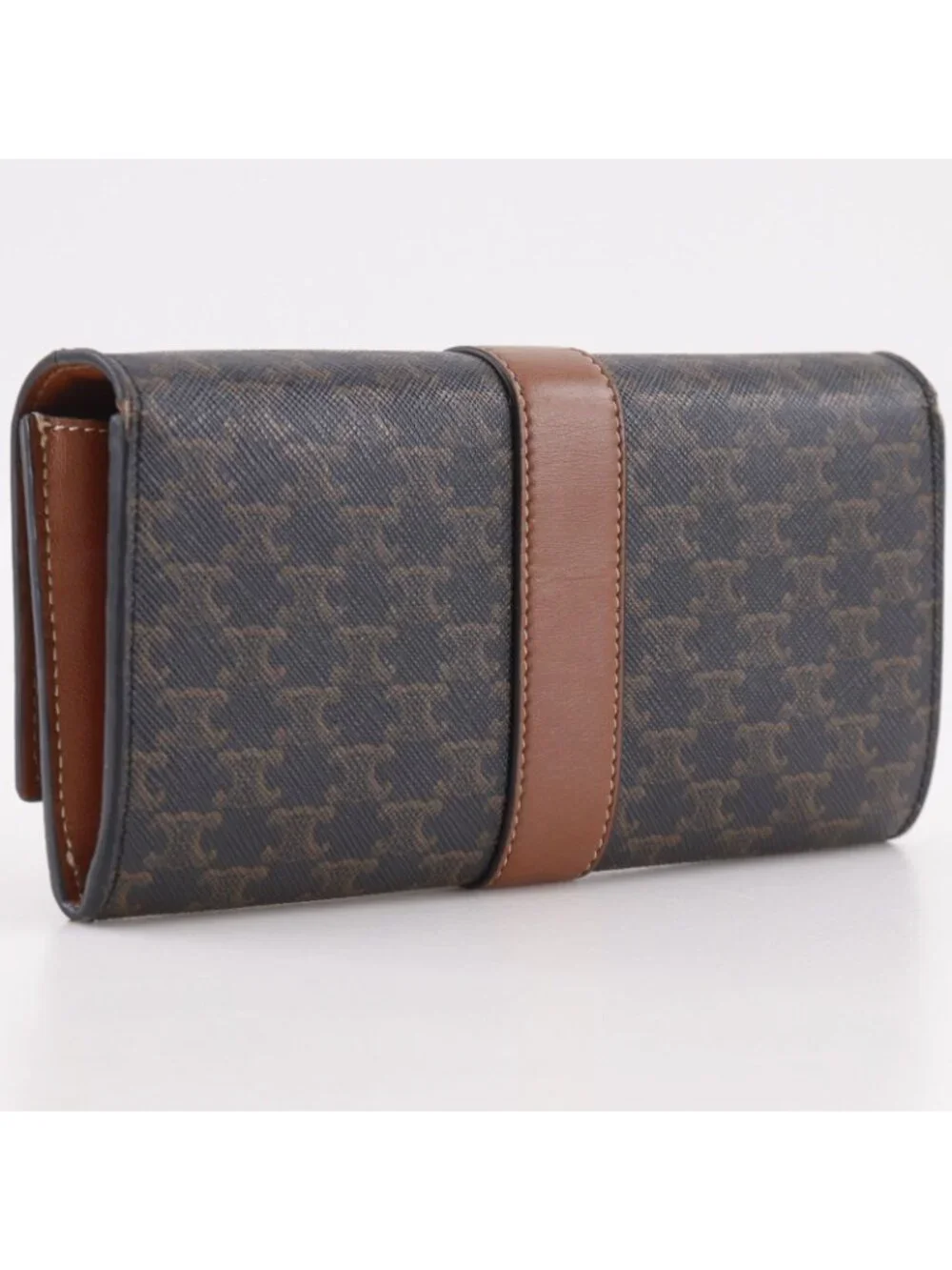 Celine Triomphe Large Flap Wallet Tan Black